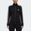 Adidas Vintage Three-Stripe Full-Zip Stand Collar Sports Jacket Women Jacket Black S97427