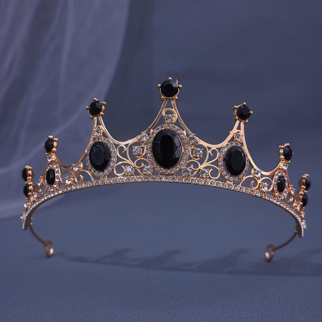 Retro Baroque Crown Tiara Alloy Rhinestone Princess Stage Performance Small Crown Accessories Bridal Jewelry