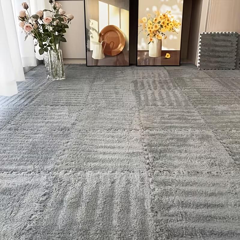 30x30cm EVA Foam Plush Interlocking Floor Mat Soft Carpet Tiles Play Mat Non-Slip Puzzle Rug for Home Living Room