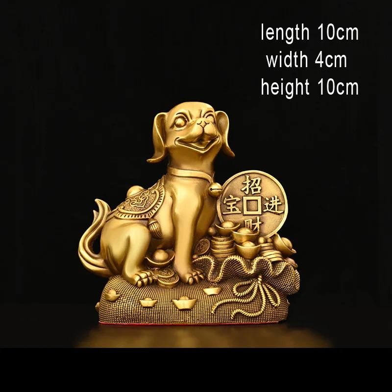 

Creative Pure copper good fortune Dog Sculpture Decor Buddha hall worship porch handicraft Crafts Decor small Dog Sculpture, 1Pc