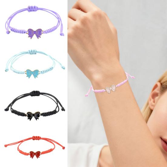 Bow Braided Bracelet Adjustable String Rope Bracelet Handcrafted Cheerleader Bracelet for Cheer Dance Team Friends Gift
