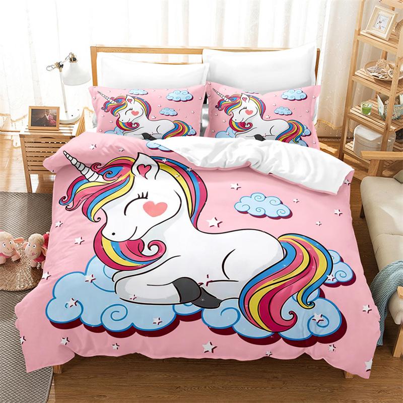 Flower Deer Bedding Sets Cartoon Animal Kid‘s Duvet Cover Boys Girls Cute King Quilt Cover Bedroom Bed Set Queen Bedding Set