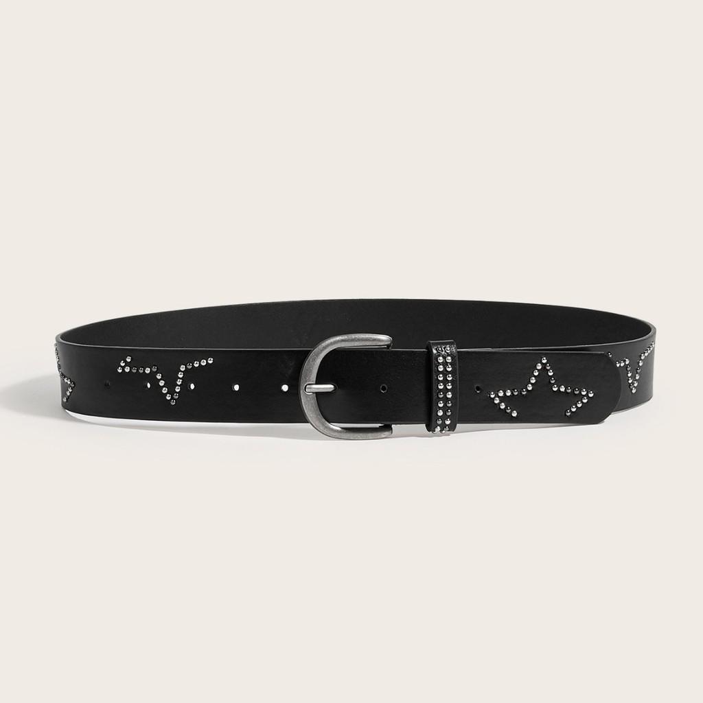Punk Star Shape Alloy Buckle Pu Leather Belt For Casual Outdoor Wear