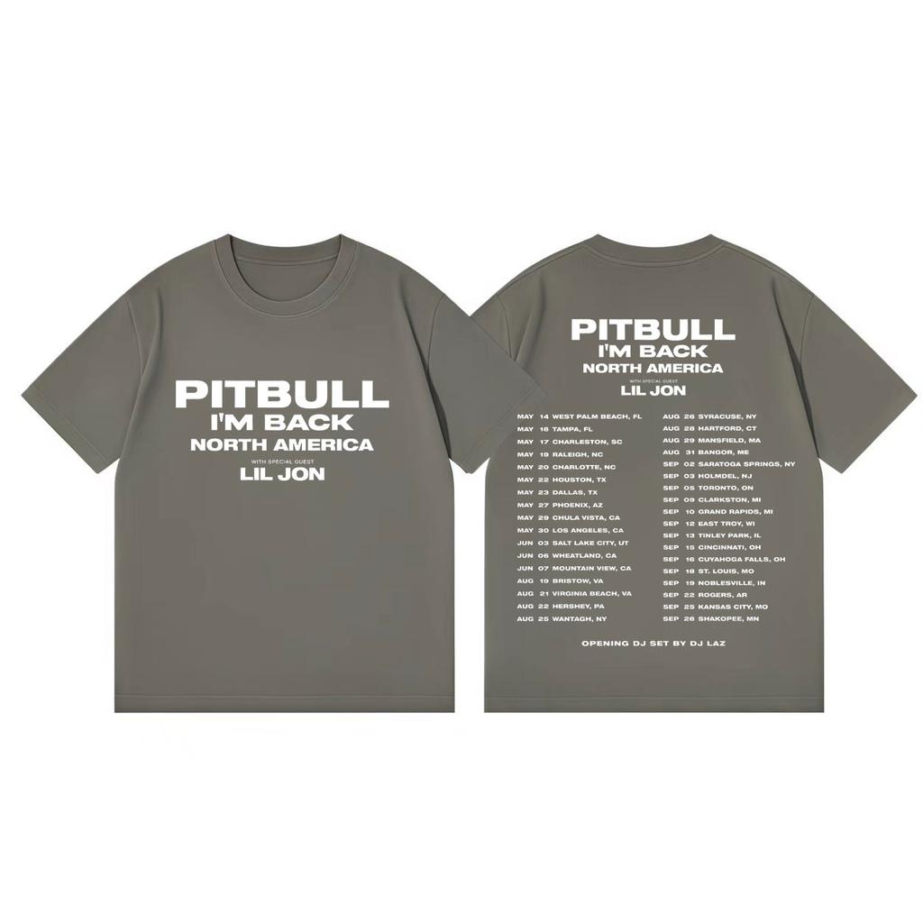 Rapper Pitbull Im Back Tour 2026 T-Shirt Herren Damen Hip Hop Mode Kurzarm T-Shirts Sommer Freizeit Locker Baumwoll T-Shirts