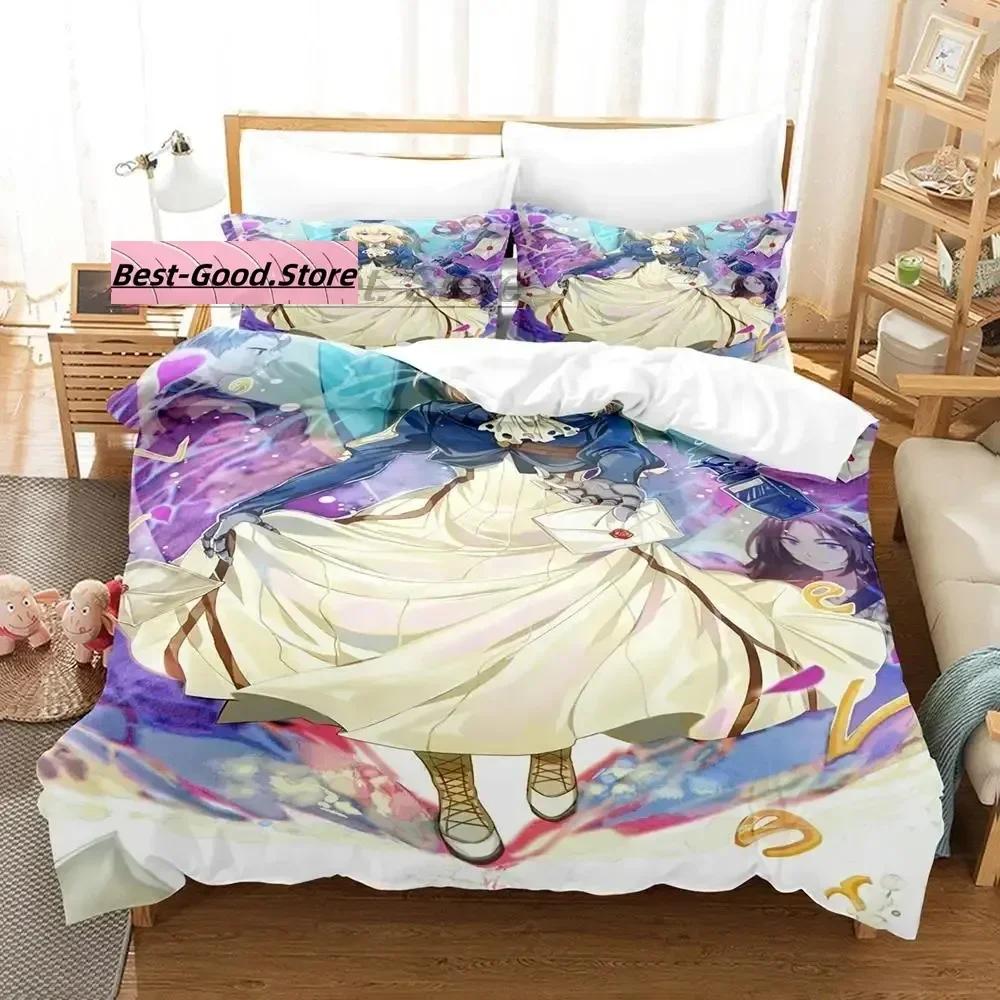 Violet Evergarden Bedding Set Single Twin Printed Bed Set With Pillowcase Duvet Cover Soft Single Double Queen Super King Size