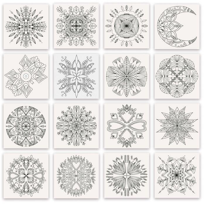 Carnet de coloriage mandalas feutres à alcool 19 x 20 cm 16 pages