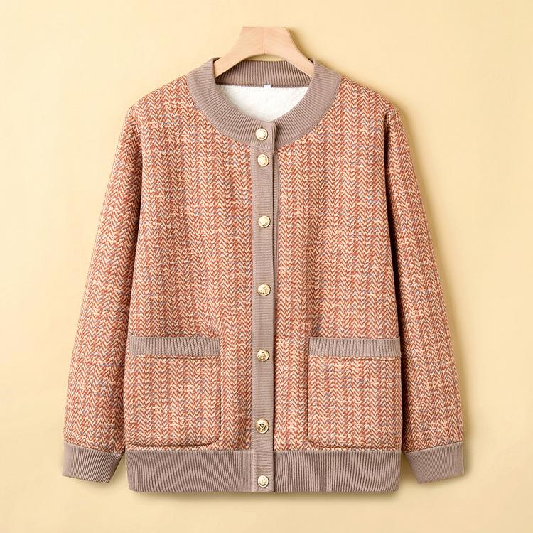 Middle-aged and Elderly Grandmothers Wear Sweaters, Clothes, Mom's Spring and Autumn Thin Zipper Coat, Casual Sweater Cardigan Woman