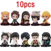 10Pcs Q Version Demon Slayer Sitting Figures Tanjiro Nezuko Inosuke Zenitsu Anime Character Model Toys Gift