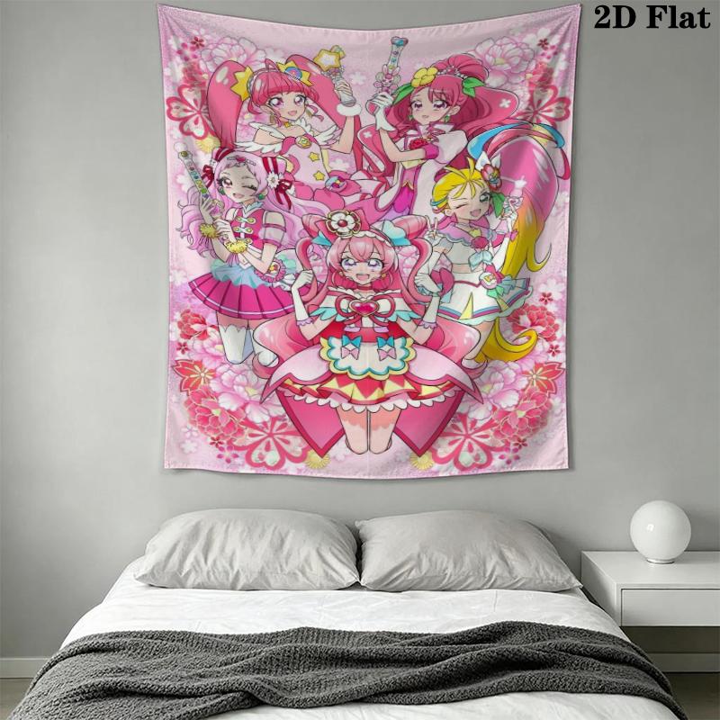 Pretty Cure Wall Tapestry Aesthetic Wall Hanging Printed Fabric Blanket Decorative Tapestries for Bedroom Living Room Home Decor