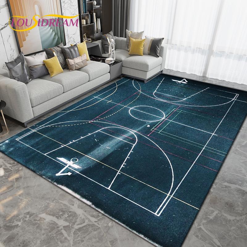 3D Creative Basketball Basketball Court Area Rug,Carpet Rug for Living Room Bedroom,Kitchen Bathroom Doormat Non-slip Floor Mat