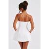 Sommer einfarbig trägerlos hohe Taille sexy Minikleid, Mode lässiges Partykleid für Damen