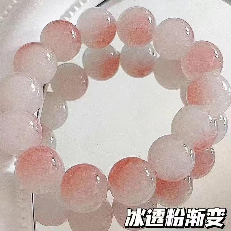 Bracelet Around the Finger Soft Gradual Change Color Ice Through Pink Bead Bracelet Students Girls Plate Play Beads Send