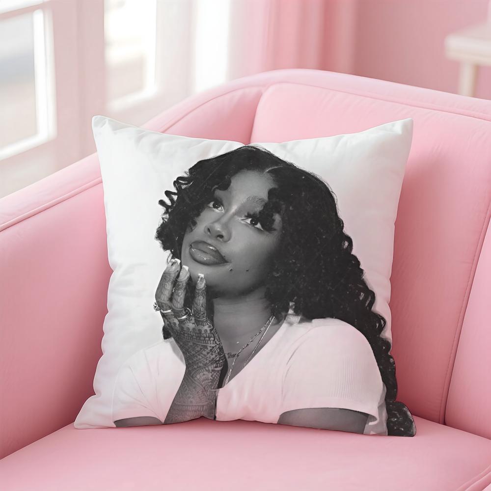 Hot Cool RB Singer SSSZA Cushion Cover Pillowcase Short Plush Invisible zipper Room Sofa Cushion Cover