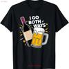 I Go Both Ways Beer Wine Drinking T Shirt  vintage Washed designer clothes Stylish Casual Breathable Top For Everyday Wear