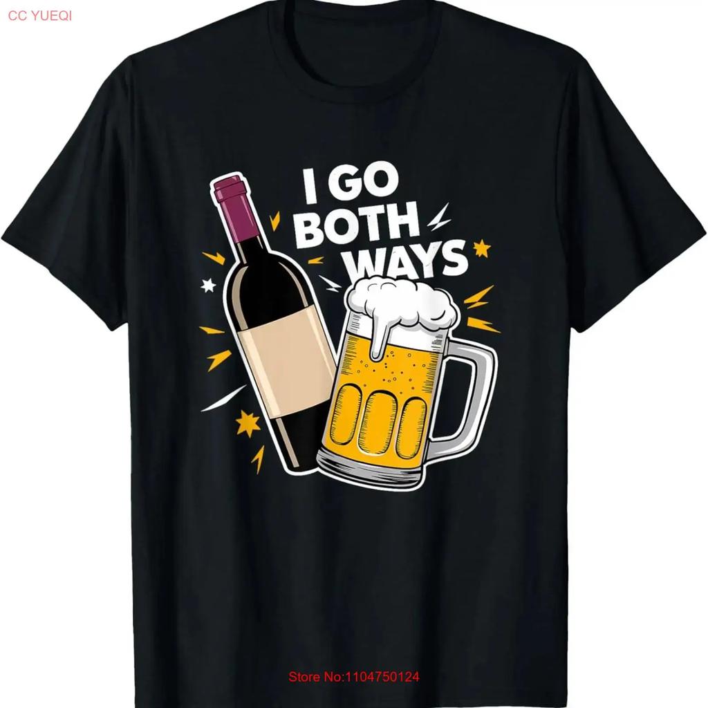 I Go Both Ways Beer Wine Drinking T Shirt vintage Washed designer clothes Stylish Casual Breathable Top For Everyday Wear
