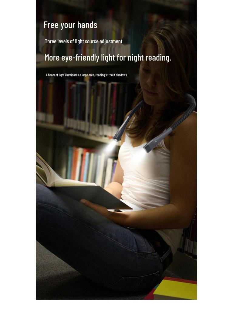 Светодиодный налобный светильник для чтения с защитой глаз и трехцветной регулировкой яркости