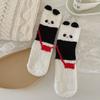 1/5 Pairs Sleeping Socks Cartoon Panda Design Thickened Coral Velvet Warm Winter Socks Mid-Tube Floor Socks