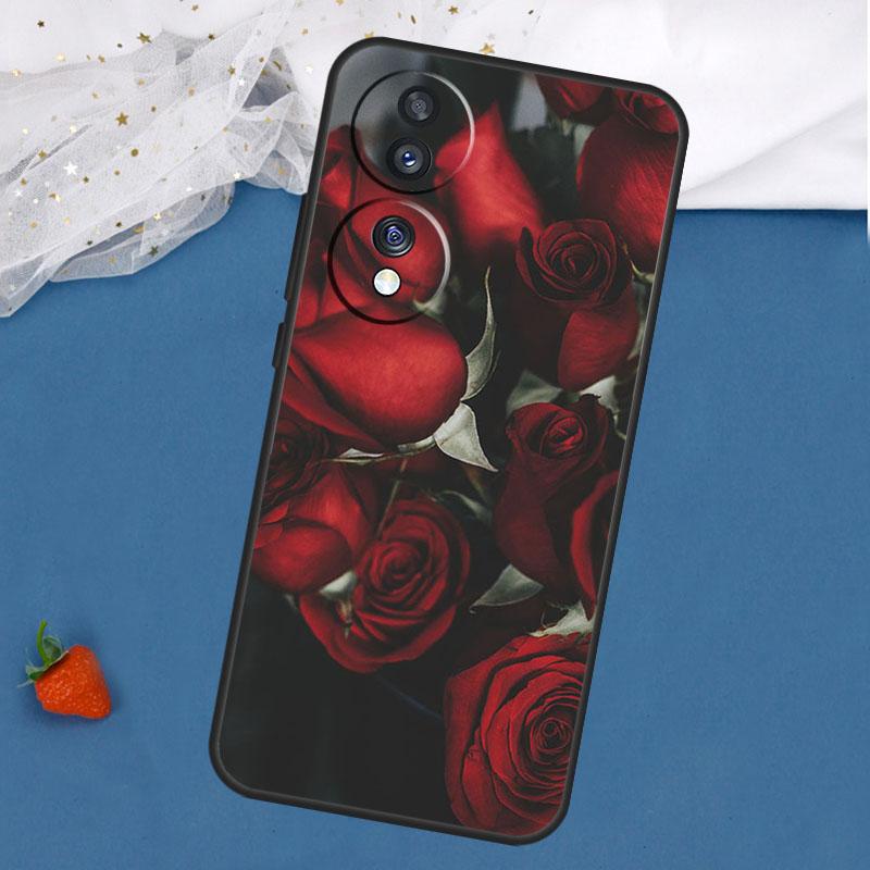Red Rose Case For Honor Magic 5 6 8 Pro 7 Lite 200 400 50 70 90 X8c X8b X9a X9b X9c X9d Win RT Cover