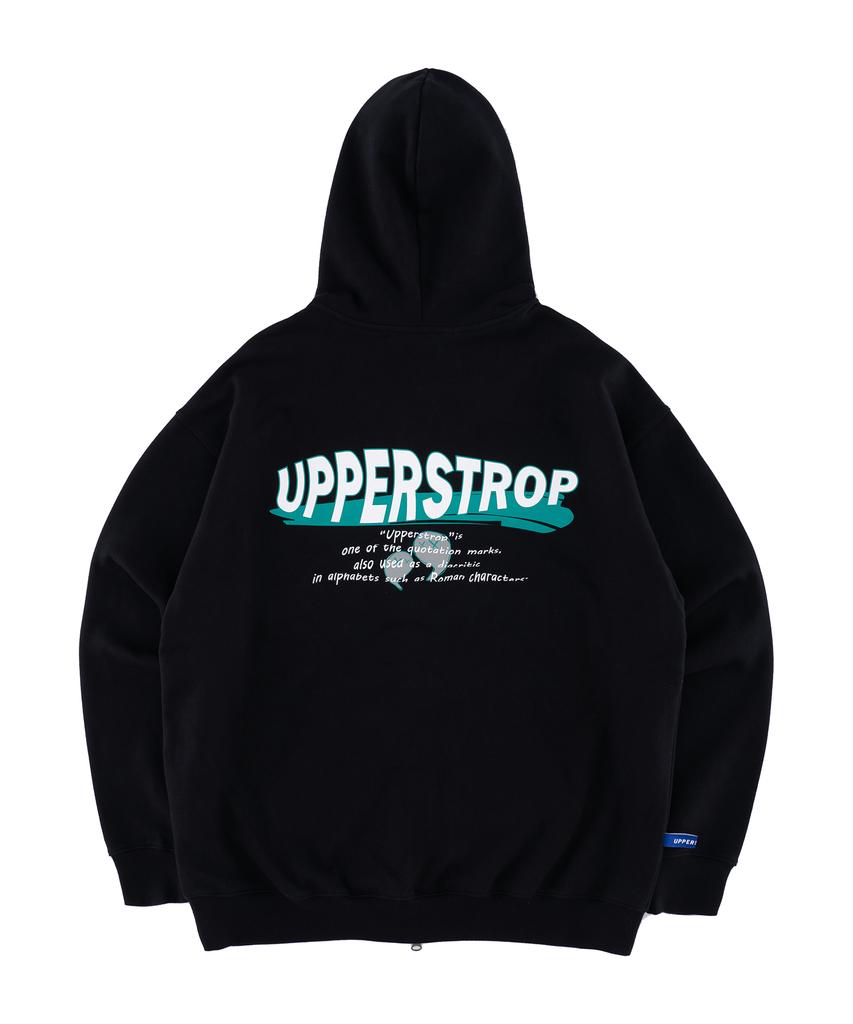 Upperstrop [Up9014] Lettering Graphic Hoodie Zip-Up Black