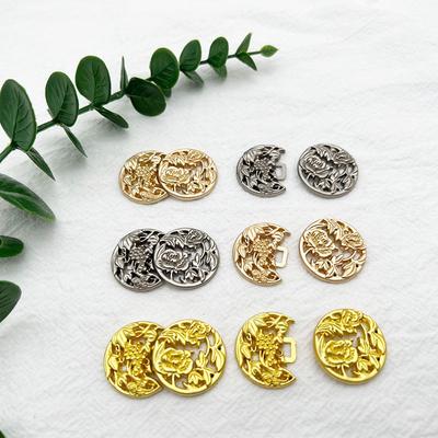 Kovová přezka na disk, Knoflíky na oblečení v čínském stylu, Všechny druhy velkých a plných dětských přezek, Knoflíky na límec, Přezky pro Hanfu Cheongsam, Polokruhové.
