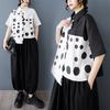 DIMANAF 2025 Plus Size New Summer Blouse Short Sleeve Vintage Polka Dot Printing Casual Women Loose Tops Shirts