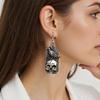 Vintage Silver Tone Skull Design Earrings Sturdy Alloy Material Sophisticated Accessories Antique Finish Earrings