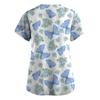 Women's Floral Print V-Neck Scrub Top Comfortable, Breathable, Easy-Care Fabric with Pockets for Nurses & Healthcare