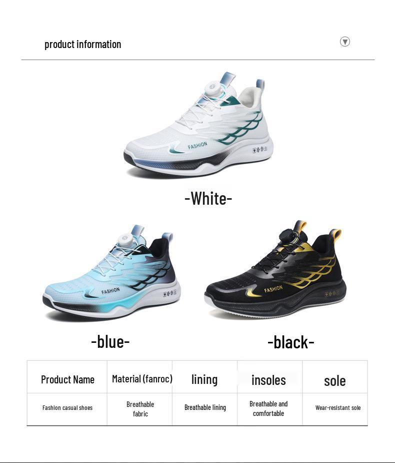 Men’s Summer Mesh Breathable Running Shoes with Rotating Buckle, Height-Boost, and Shock Absorption