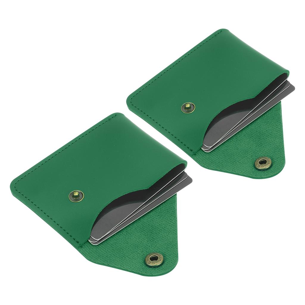 1/2Pcs Slim Leather Card Holder with Snap Closure Leather Front Pocket Wallet Card Case Holder for Men and Women Business Office
