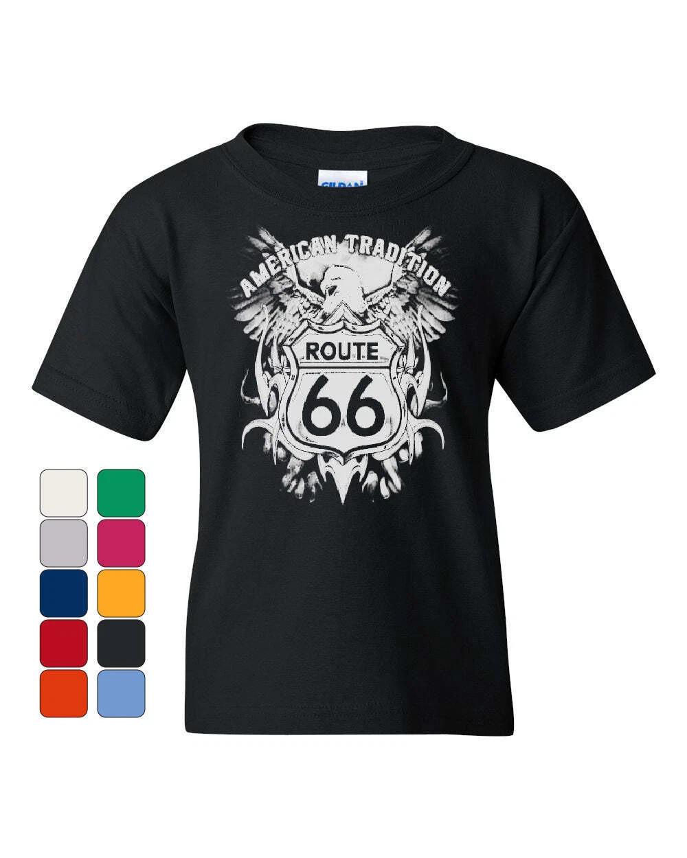 

Route 66 American Tradition Youth kids boys T-Shirt Biker Motorcycle Tee Shirt 100