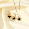 316L Stainless Steel Heart Flower Pearl Necklace Earrings Set For Women Fashion Jewelry Set Waterproof Bijoux Femme