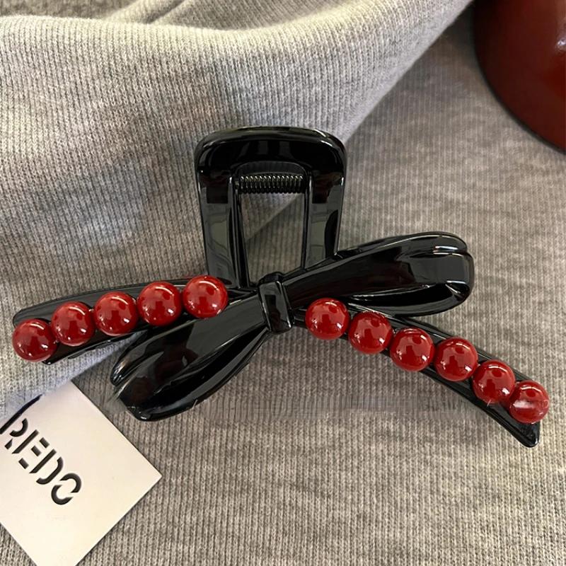 Herbst-Winter Neuankömmling Haaraccessoires Große Anker Rot Haarklammer High-End Weihnachtsrot Krallenclip Schmetterling Krallenclip