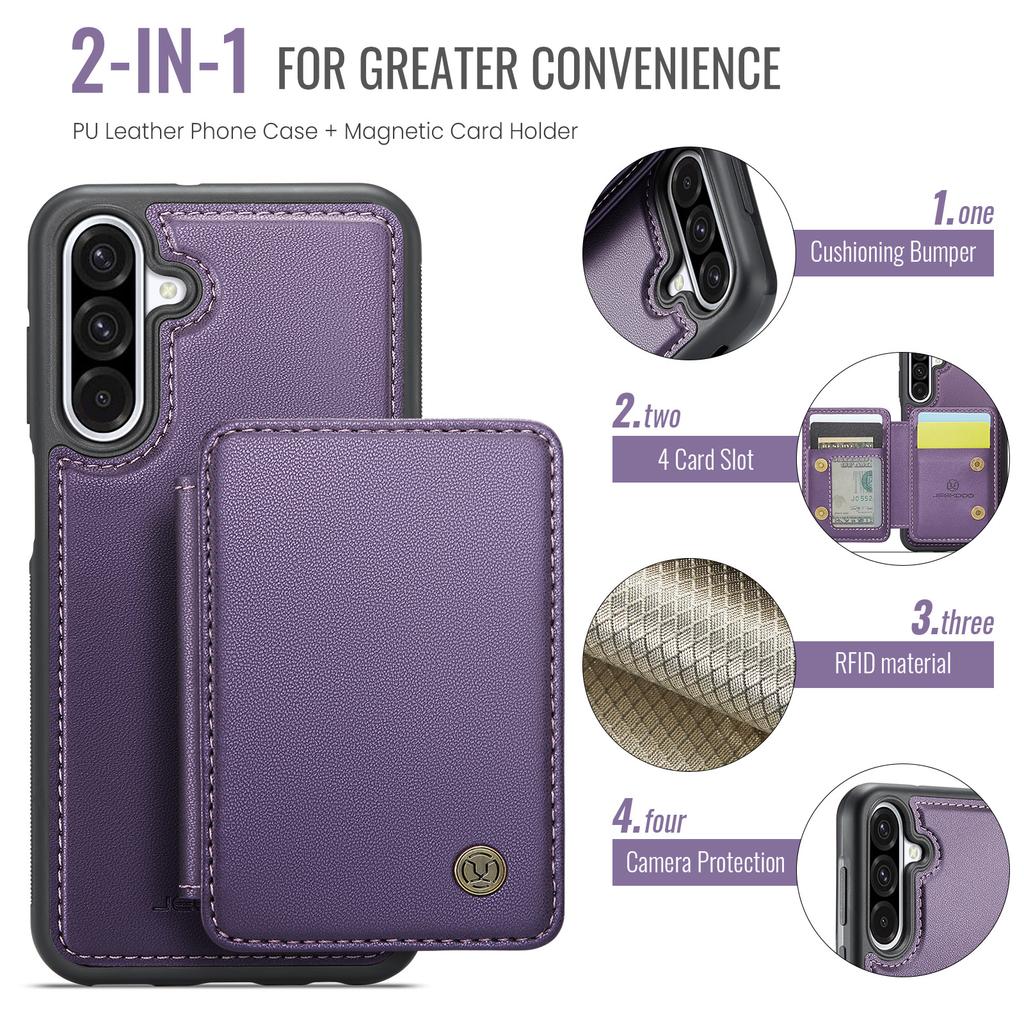 Für Samsung Galaxy A56 5G Hülle JEEHOOD J05 Leder Handyhülle mit abnehmbarer magnetischer Kartentasche