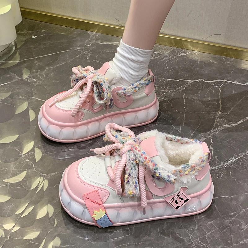 Fashion Thick Bottom Sponge Cake New Trend Color Shoes Sneaker Student Korean Versatile Flat Board Shoe Women Aesthetic Kawaii Sneakers