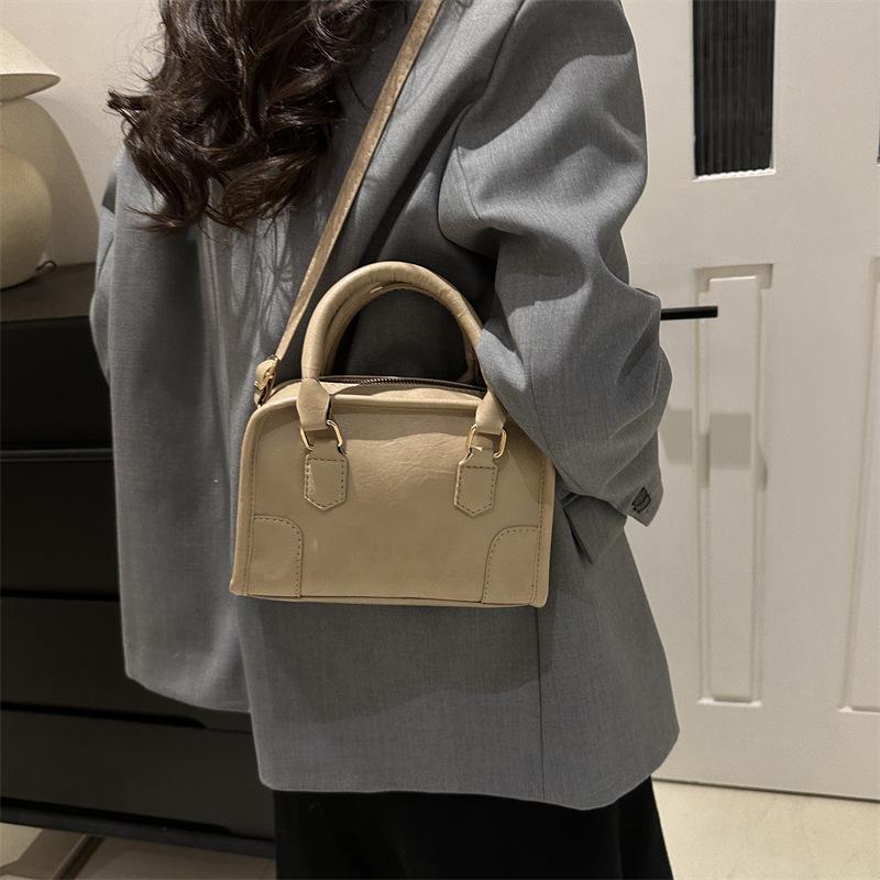 2024 Early Spring Solid Color Textured Square Handbag - Women's Versatile Shoulder & Crossbody Bag