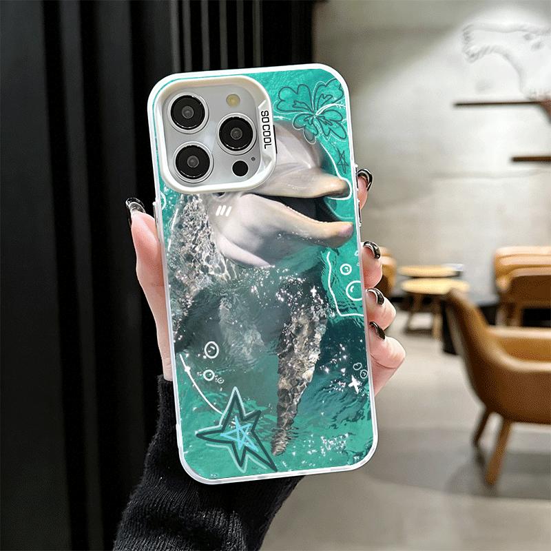 Ocean Cute Dolphin Shockproof Phone Case for iPhone 17 Air 16 16E 15 Pro Max 14 Plus 13 Mini 12 Back Cover Anti Fall Fundas