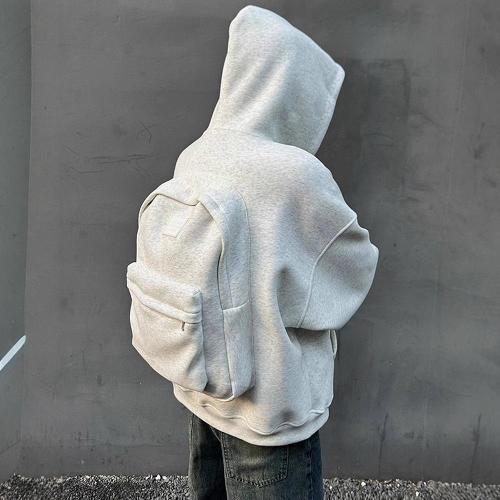 White Gray Three-dimensional Schoolbag Cardigan Sweater Men's Sports Jacket