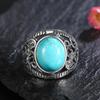 Retro Natural Turquoise Rings Silver S Ring for Women Men Party Engagement Gift Luxury Fine  Ring