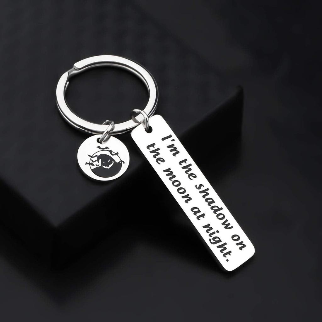 I'm The Shadow On The Moon Stainless Steel Keychain Halloween Theme Design Fashion Keyring Practical Party Gift