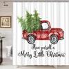 Christmas Truck Shower Curtain Vintage Xmas Car With Snowy Pine Fir Tree New Year Bathroom Accessories Holiday Bath Curtains Set
