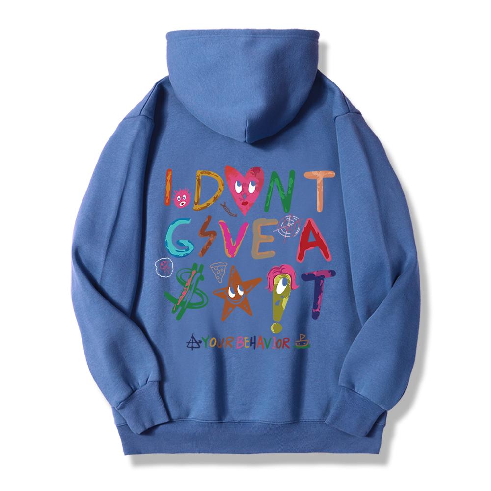 I don't Gsvea Sait Your Be Havior Funny Letter Womens Hoody Korean Fleece Sweatshirt Crewneck Hooded Street Oversize Clothes
