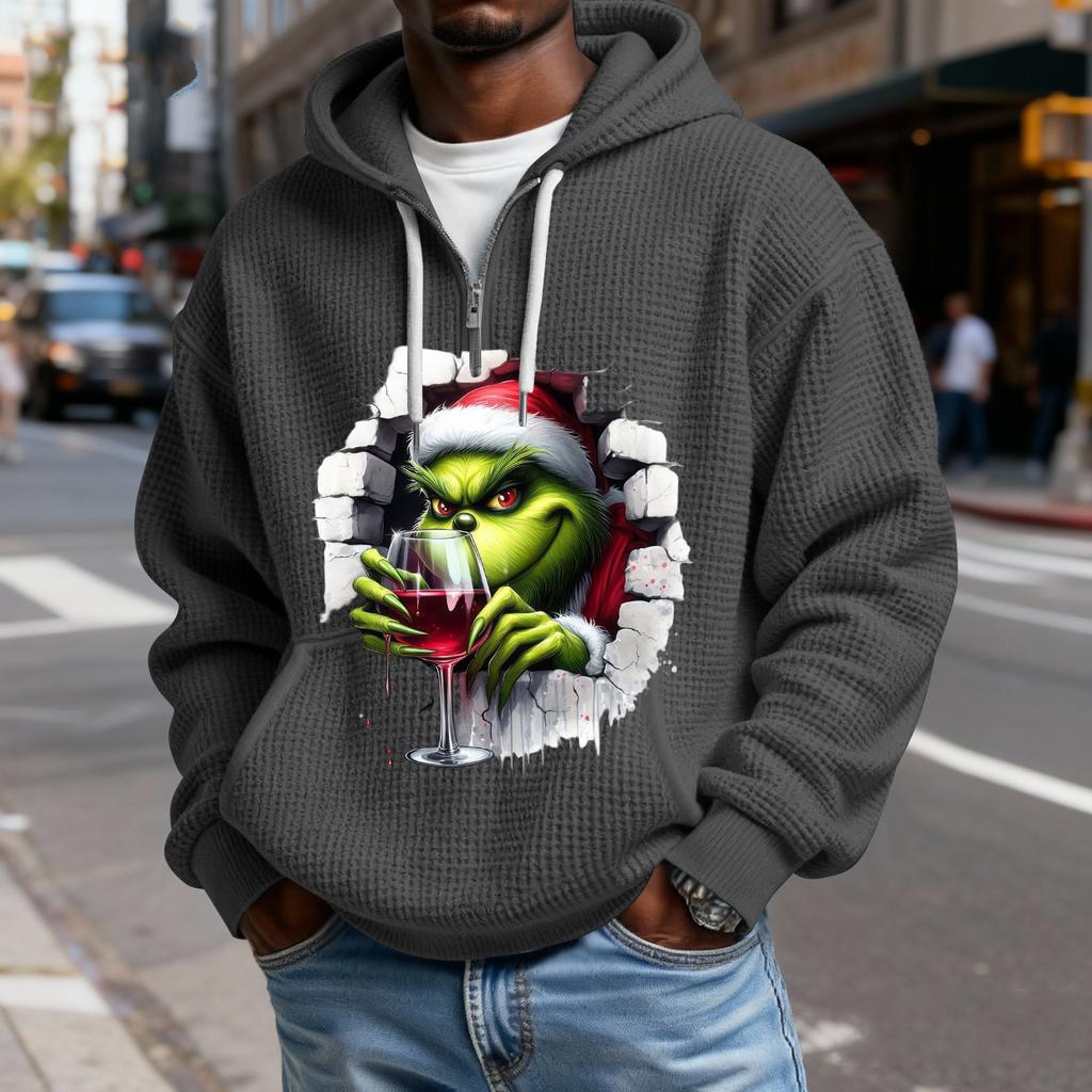 Mokaloha Men's Casual Solid Color  Zipper Long Sleeve Hooded Sweatshirt, Everyday Zipper Casual Long Sleeve T-Shirt