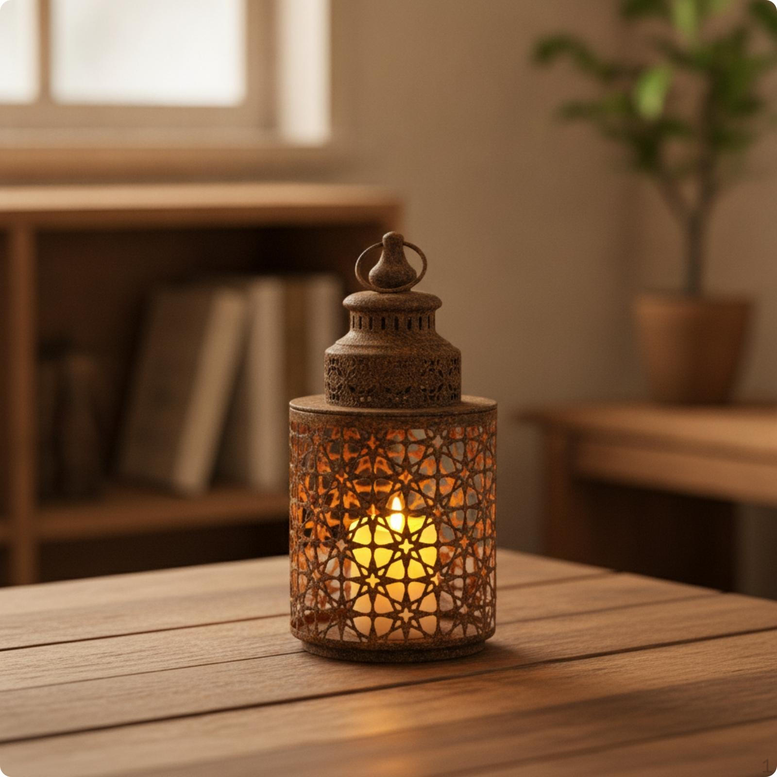 Iron candle Lantern with Circular Grip Handle AntiqueStyle Perforated Metal Rustic