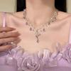 [Purple Butterfly Weeping Dew] Thousand Gold Sense Purple Flash Diamond Water Drop Butterfly Tassel Necklace Light Luxury Exquisite Versatile