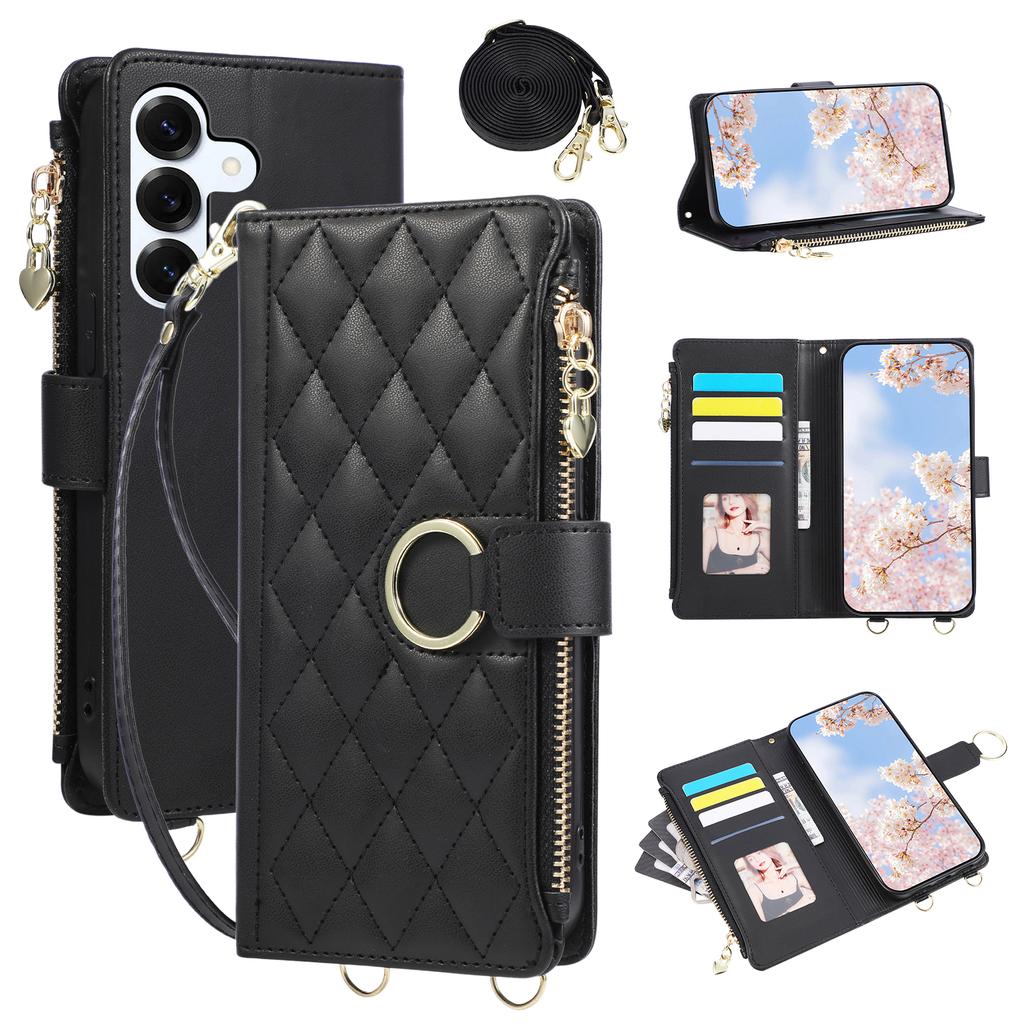 Crossbody Zipper Cards Solt Wallet Flip Leather Case For Samsung Galaxy S26 Ultra S25 S24 Plus S23 S22 A17 A07 A57 A37 Cover