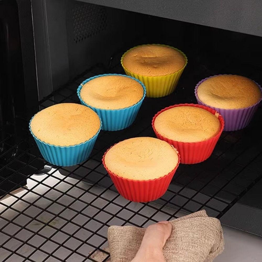 48 Stück Kreative Silikon-Cupcake-Backförmchen DIY 7 cm Antihaft-Cupcake-Halter BPA-frei Wiederverwendbare Lebensmittel-Backform Backzubehör
