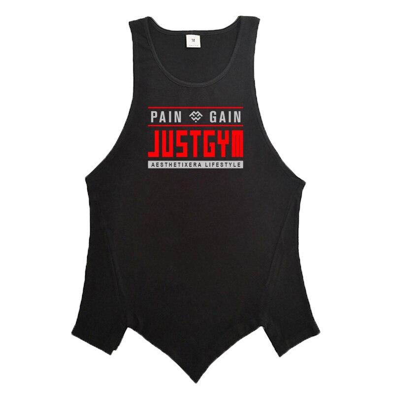 Summer Men’s Gym Clothing   Bodybuilding Training Sleeveless Tops Youthful Vitality Loose Irregular Hem Cotton Tank Tops