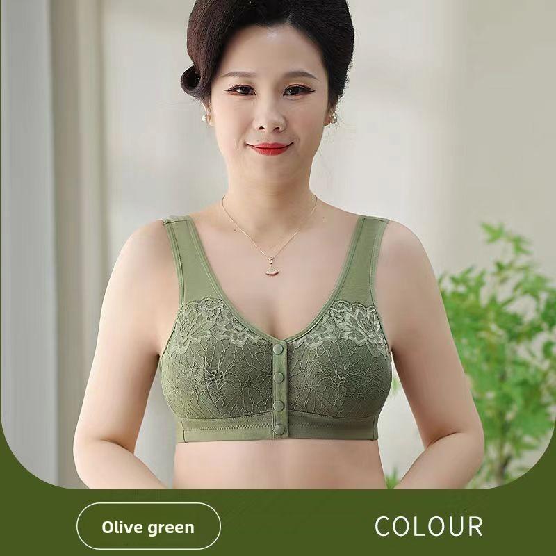Front Closure Wireless Bra for Middle-Aged Women, Anti-Sag Gathering Side Smoothing Back Supportive Bra