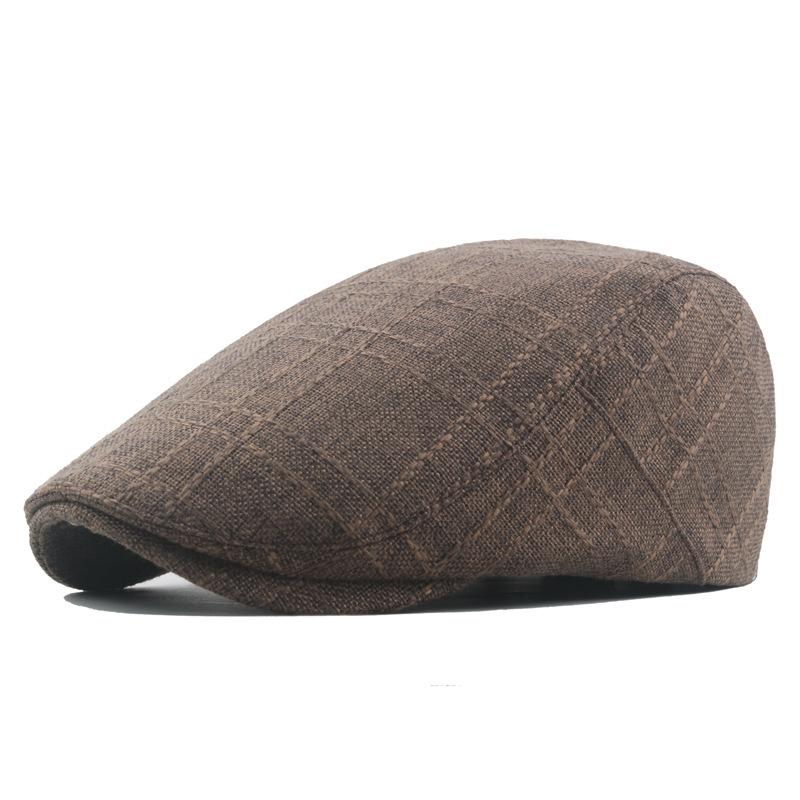 2020 cotton linen beret for men, vintage duckbill cap, artsy young adult forward cap, middle-aged and elderly hat