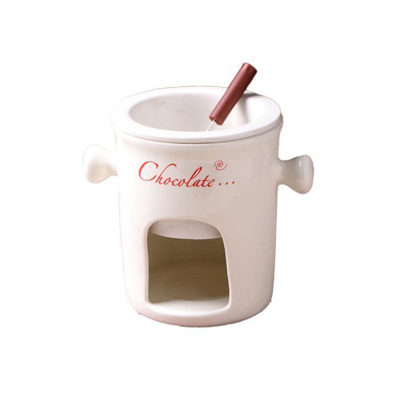 Chocolate Fondue Cup Creative Design Candle Heated Cup Melting Chocolate Mug High Quality Ceramic Hot Pot Set For Family Home